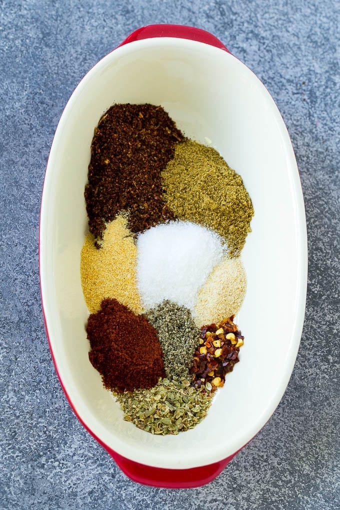 A mixture of spices to make homemade taco seasoning.