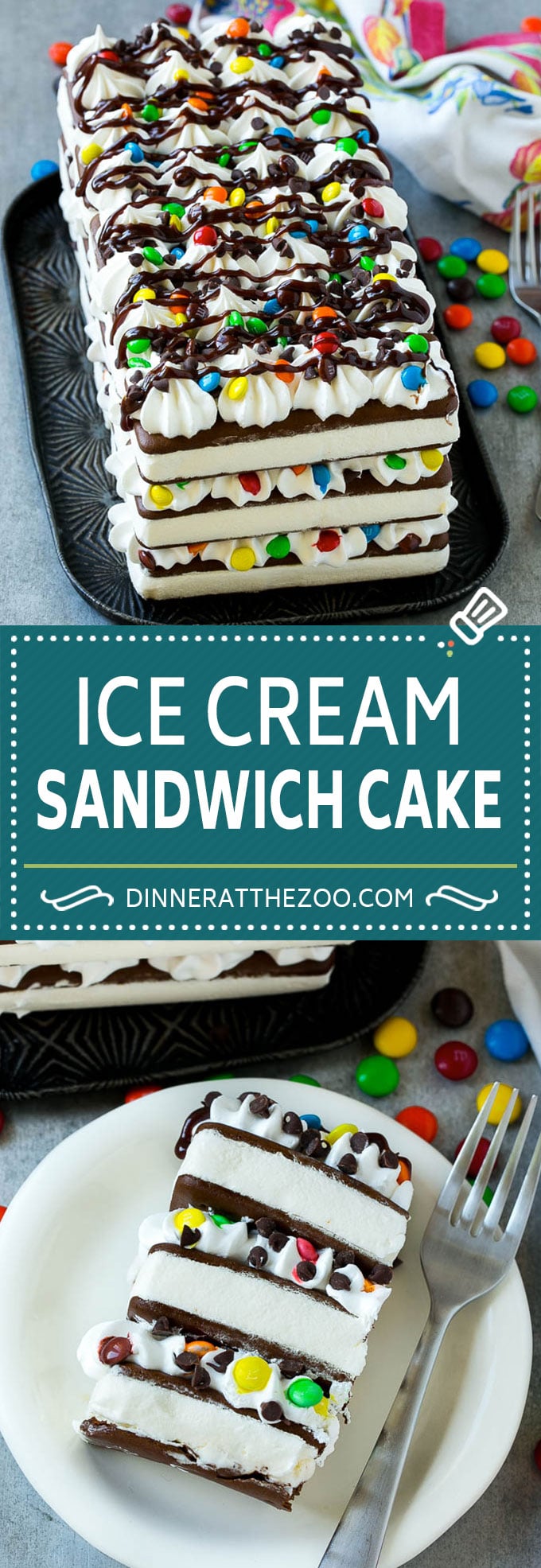Ice Cream Sandwich Cake Recipe | Ice Cream Cake | Frozen Cake Recipe | No Bake Ice Cream Cake #icecream #cake #dessert #chocolate #dinneratthezoo