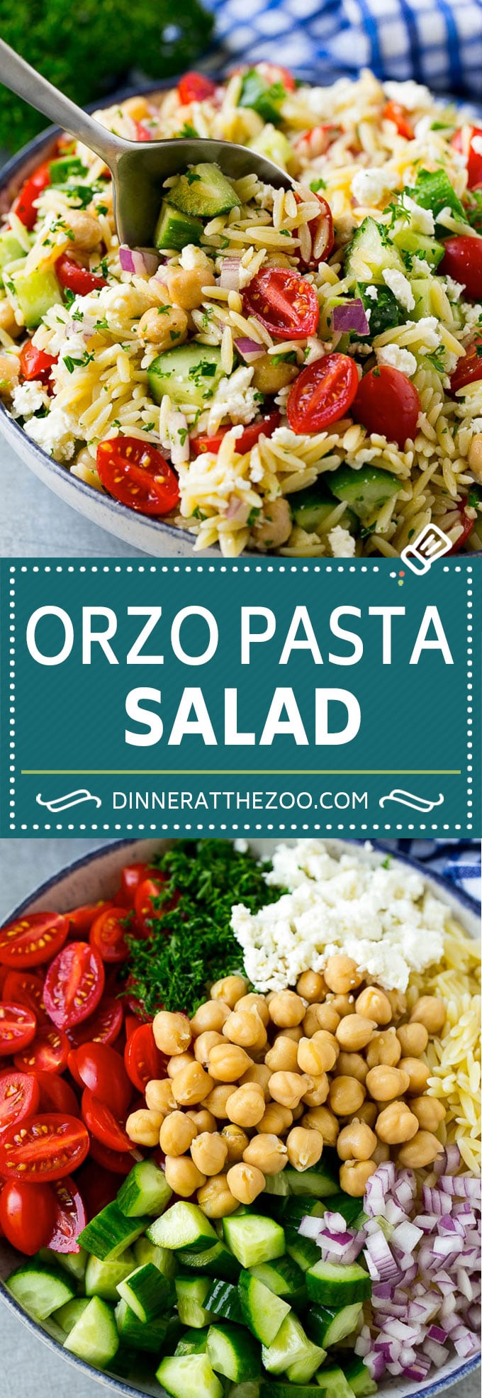 Orzo Salad Recipe | Orzo Pasta Salad | Greek Orzo Salad | Mediterranean Orzo Salad #pastasalad #orzo #greekfood #salad #dinneratthezoo