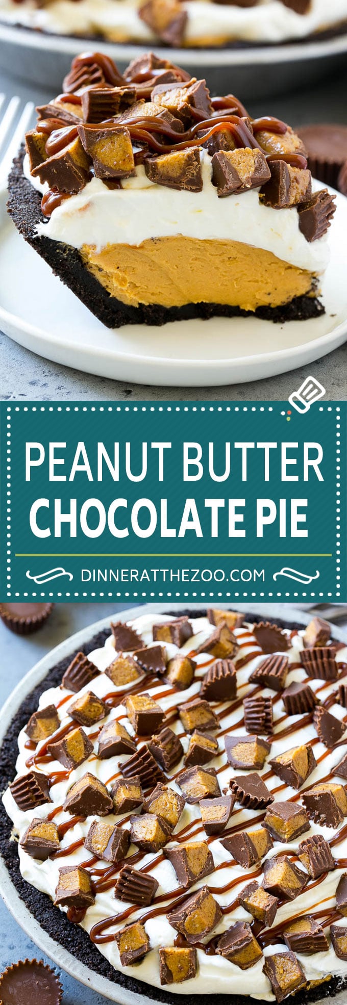 Chocolate Peanut Butter Pie Recipe | Peanut Butter Cup Pie | Peanut Butter Pie | No Bake Pie #chocolate #peanutbutter #pie #nobake #dessert #dinneratthezoo