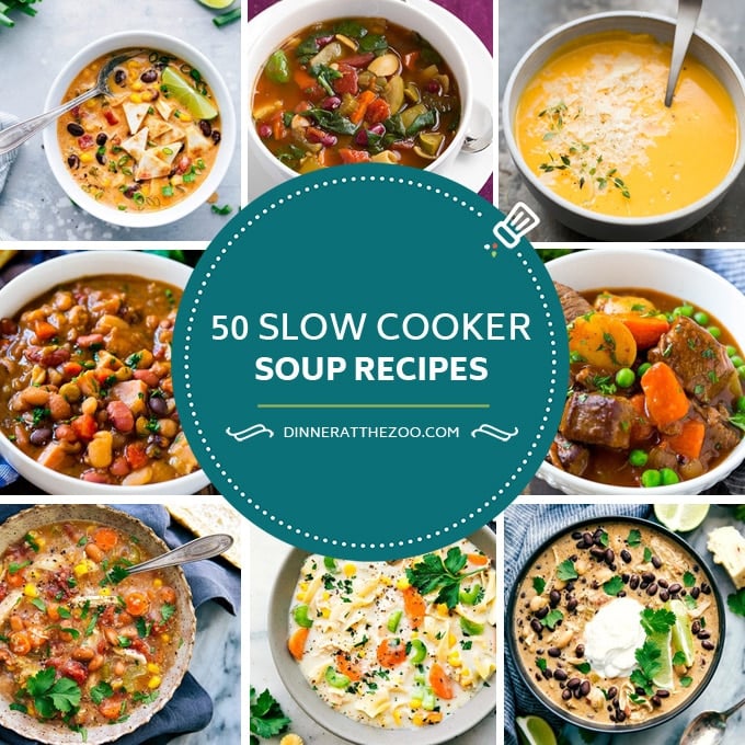 A comprehensive list of slow cooker soup recipes including bean soup, chicken soup, stews, chowders and potato soup. 