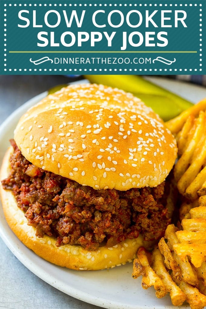 Slow Cooker Sloppy Joes Recipe | Crock Pot Sloppy Joes | Homemade Sloppy Joes #beef #slowcooker #crockpot #sandwich #dinneratthezoo