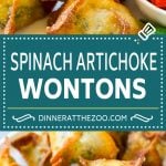 Spinach Artichoke Wontons Recipe | Fried Wontons | Wonton Appetizer #wontons #appetizer #snack #artichoke #spinach #dinneratthezoo