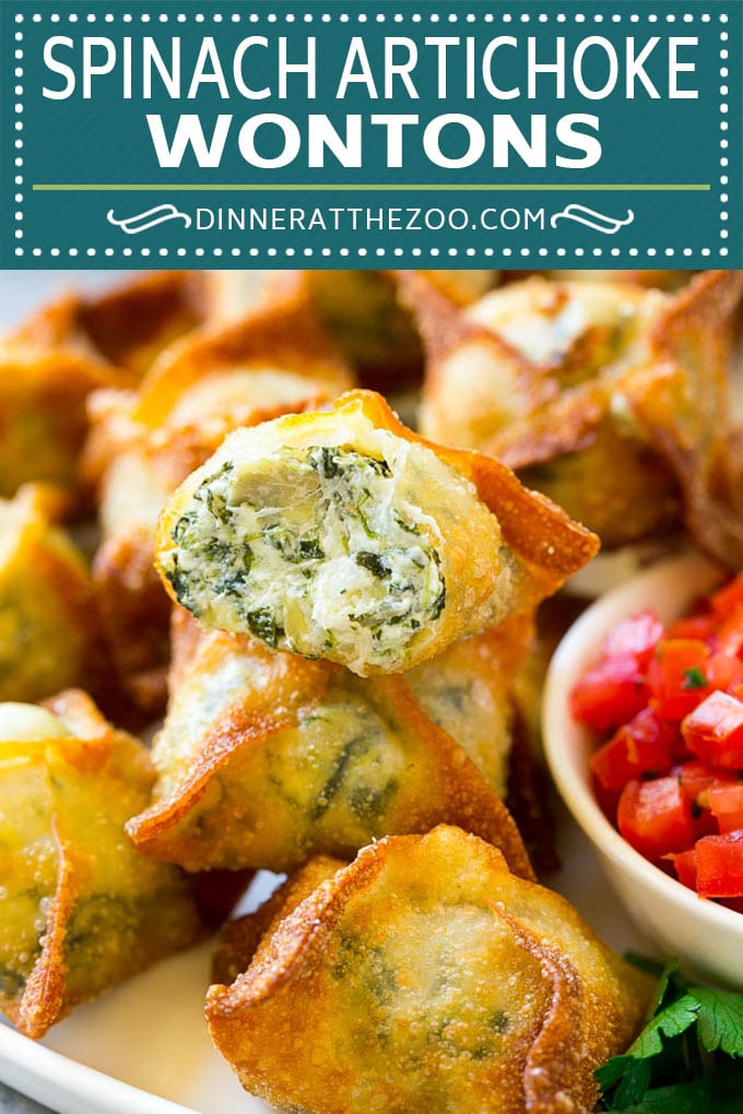 Spinach Artichoke Wontons Recipe | Fried Wontons | Wonton Appetizer #wontons #appetizer #snack #artichoke #spinach #dinneratthezoo