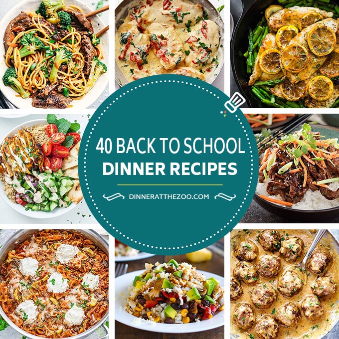 Back to school recipes including one pot meals, chicken dishes and pasta dinners.