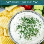 Dill dip is a creamy herb flavored snack that pairs perfectly with potato chips and vegetables.