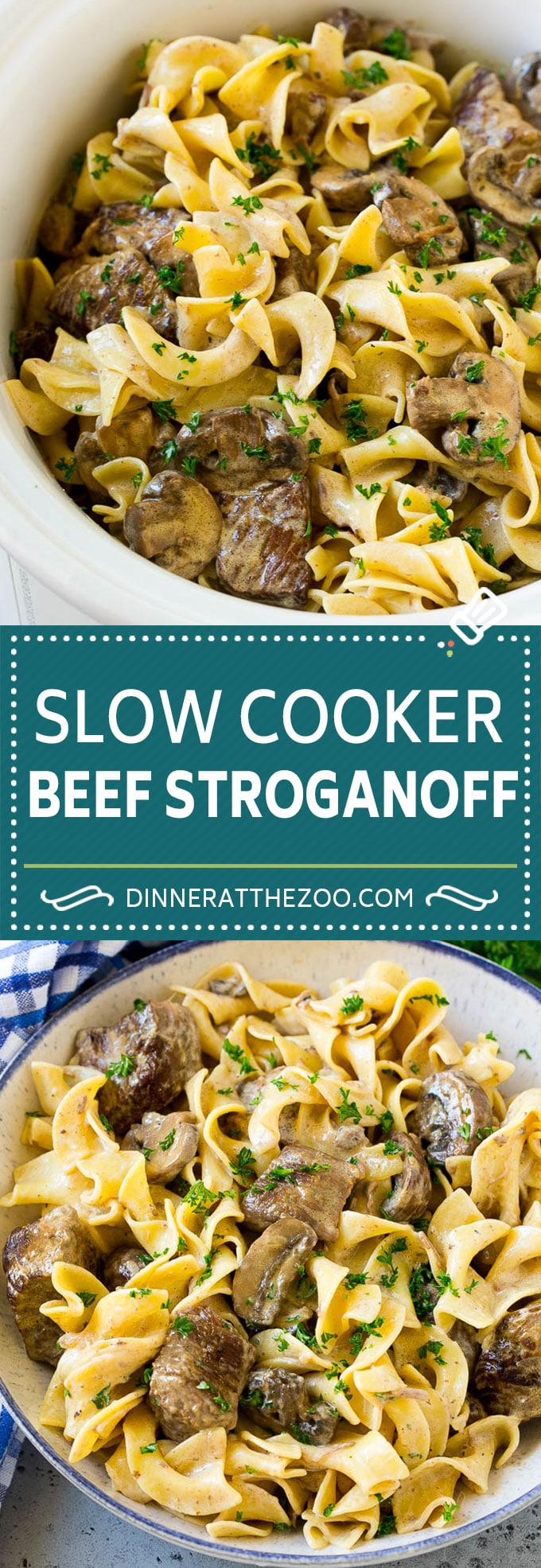 Slow Cooker Beef Stroganoff Recipe | Crock Pot Beef Stroganoff | Beef Recipe #slowcooker #crockpot #beef #mushrooms #pasta #dinner #dinneratthezoo