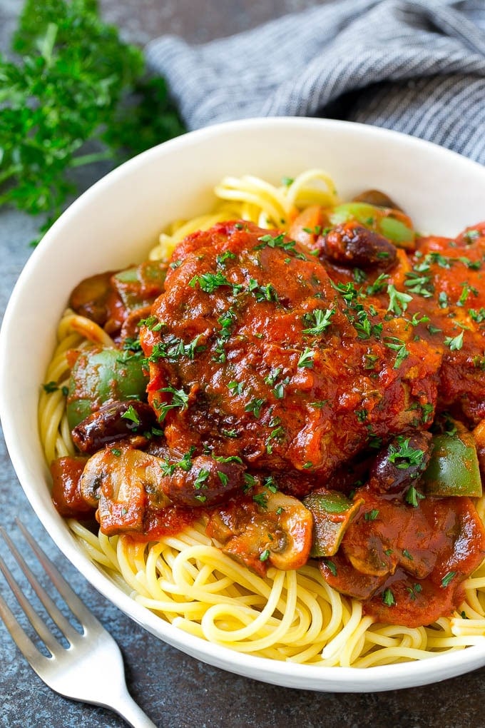 Slow Cooker Chicken Cacciatore - Dinner at the Zoo