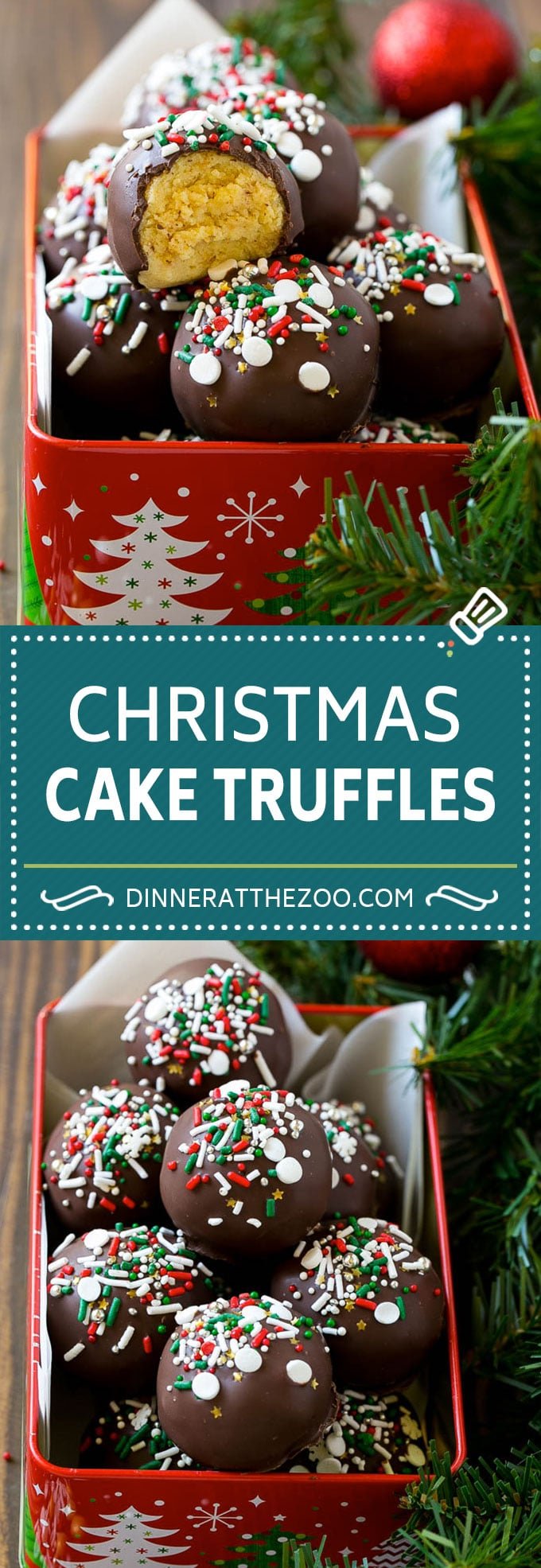 Christmas Cake Truffles Recipe | Cake Truffles | Cake Balls | Cake Bites #cake #christmas #sprinkles #baking #dinneratthezoo