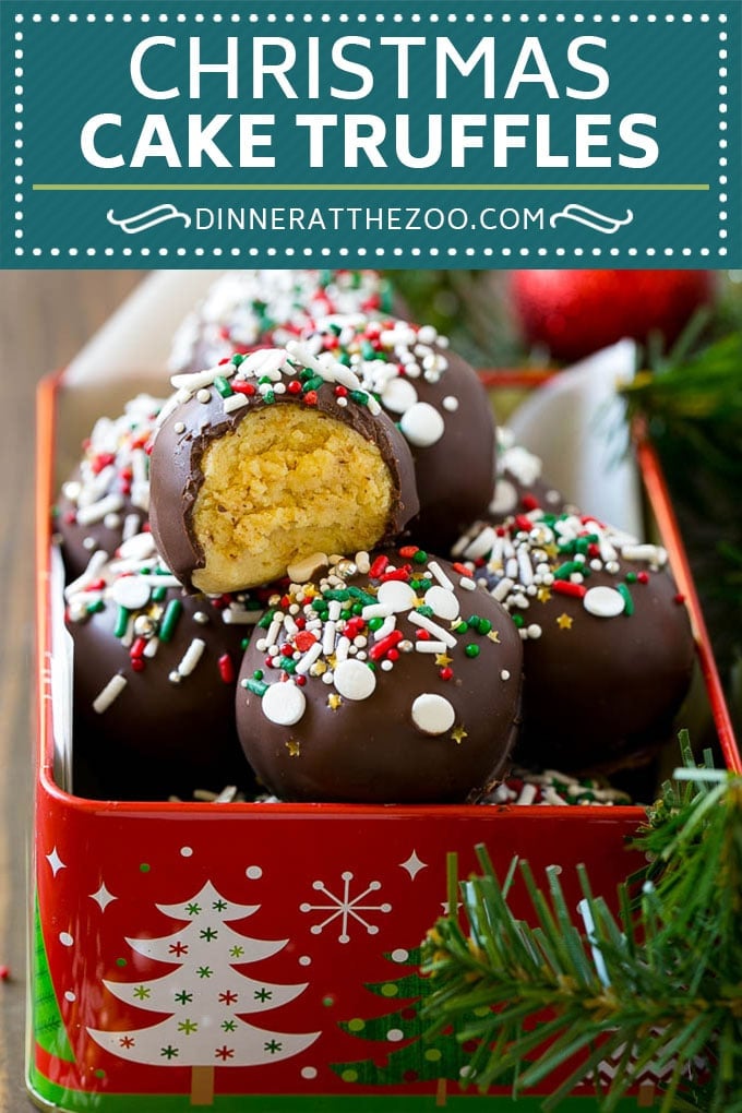 Christmas Cake Truffles Recipe | Cake Truffles | Cake Balls | Cake Bites #cake #christmas #sprinkles #baking #dinneratthezoo