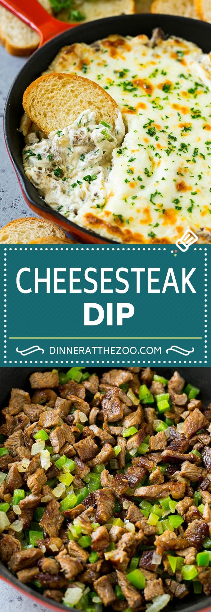 Philly Cheesesteak Dip Recipe | Cheesy Dip | Baked Cheese Dip #steak #dip #appetizer #cheese #dinneratthezoo