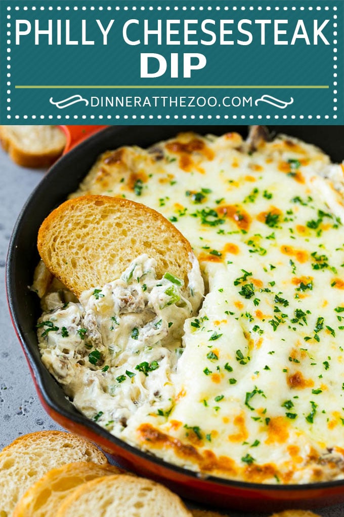 Philly Cheesesteak Dip Recipe | Cheesy Dip | Baked Cheese Dip #steak #dip #appetizer #cheese #dinneratthezoo