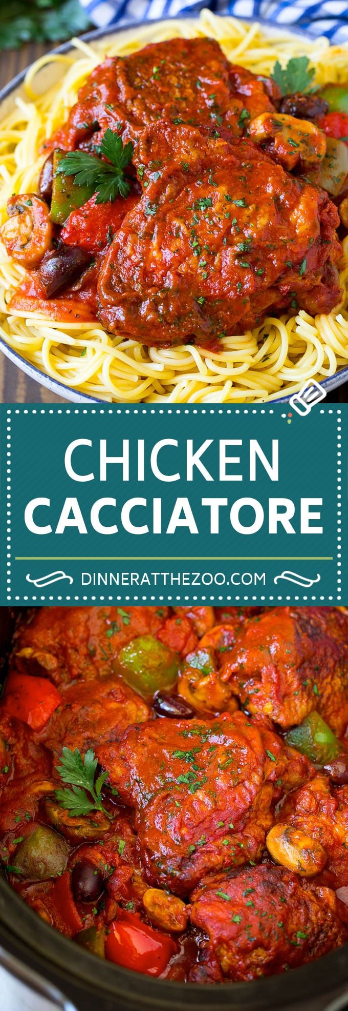 Slow Cooker Chicken Cacciatore Recipe | Italian Chicken #chicken #crockpot #slowcooker #dinner #italianfood #peppers #dinneratthezoo