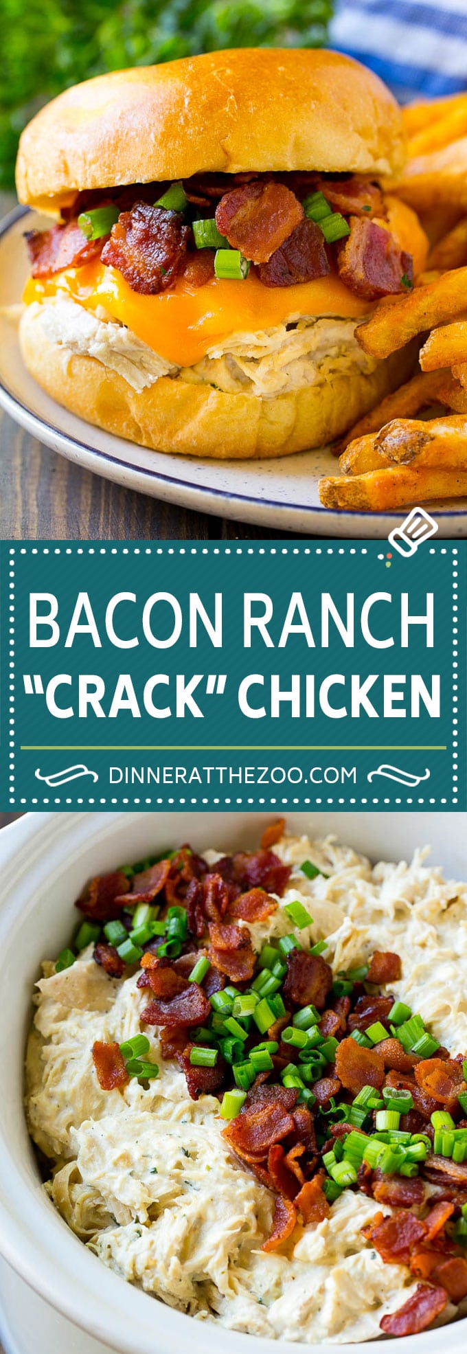 Crack Chicken Recipe | Bacon Ranch Chicken | Slow Cooker Chicken #chicken #ranch #bacon #cheese #slowcooker #crockpot #lowcarb #keto #dinner #dinneratthezoo