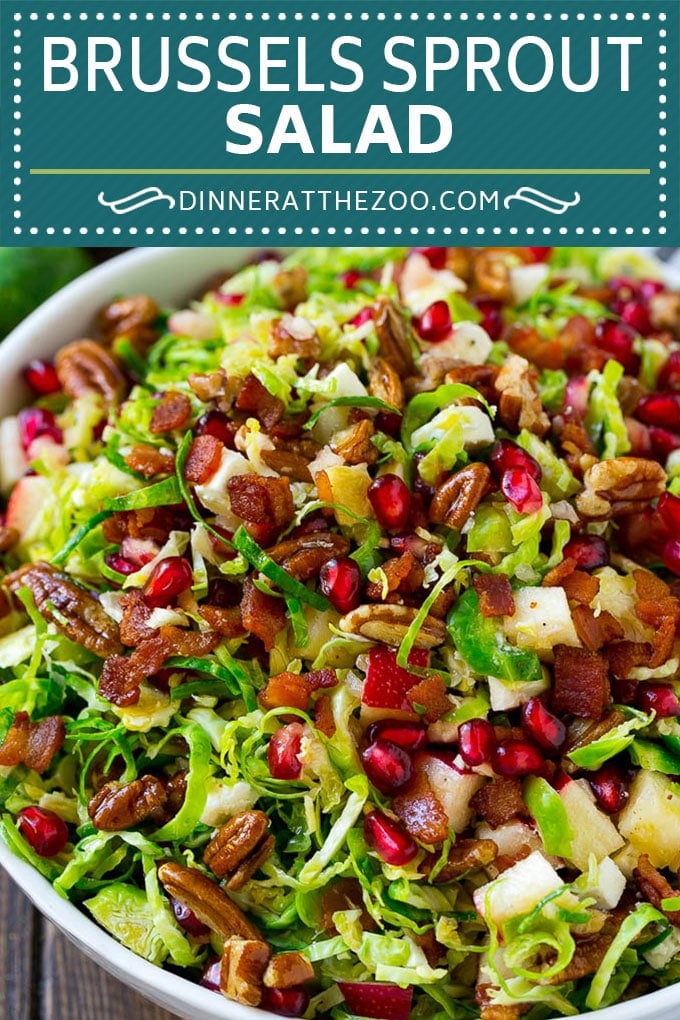 Brussels Sprout Salad Recipe | Shredded Brussels Sprouts Salad | Fall Salad #salad #brusselssprouts #bacon #thanksgiving #pomegranate #apple #dinner #dinneratthezoo