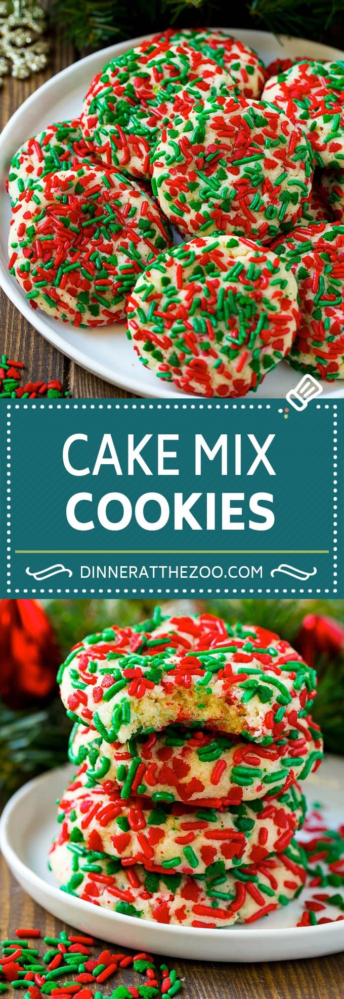 Cake Mix Cookies Recipe | Sprinkle Cookies | Christmas Cookies #cookies #christmas #sprinkles #dessert #baking #dinneratthezoo