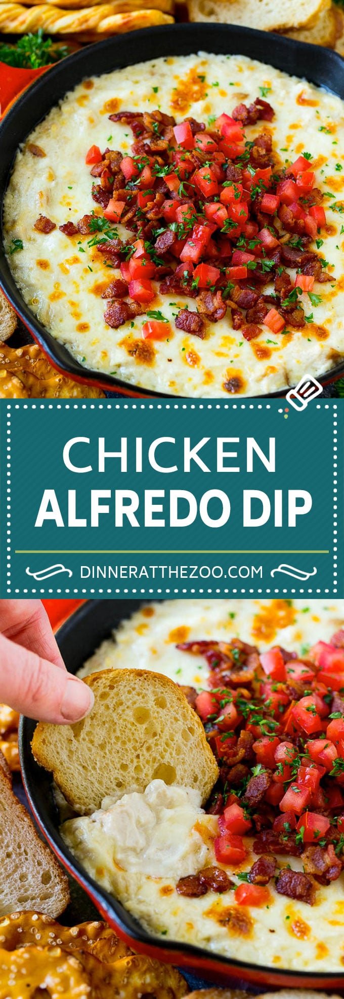 Chicken Alfredo Dip Recipe | Chicken Dip | Cheese Dip #dip #appetizer #chicken #cheese #dinneratthezoo