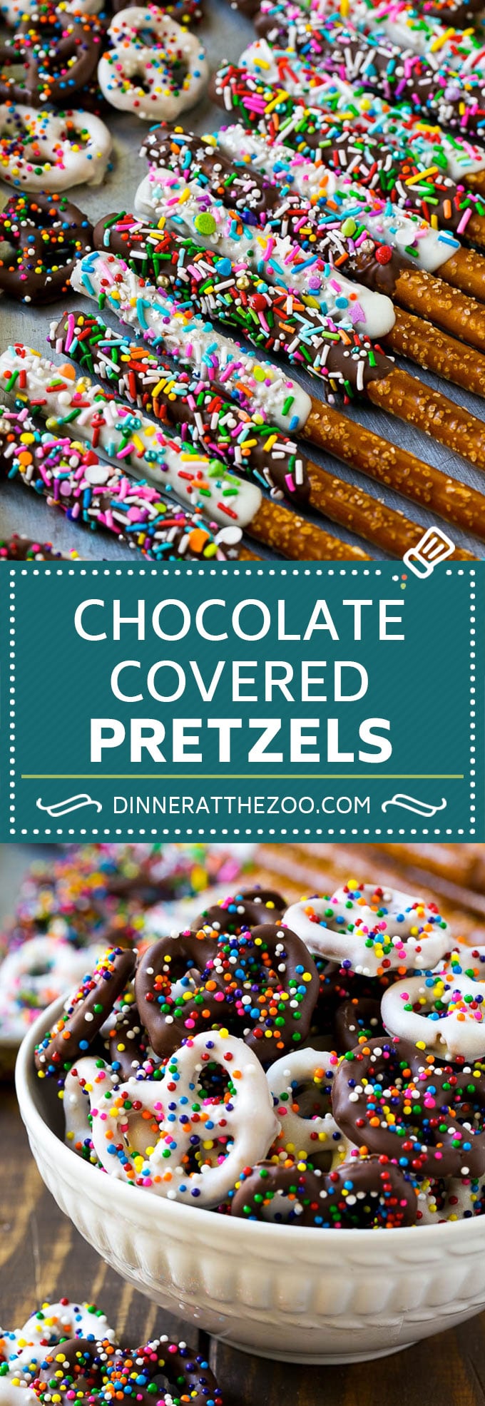 Chocolate Covered Pretzels Recipe | Sprinkle Pretzels | No Bake Dessert #pretzels #chocolate #sprinkles #candy #dinneratthezoo