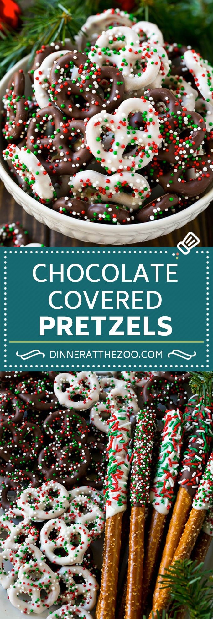 Chocolate Covered Pretzels Recipe | Sprinkle Pretzels | No Bake Dessert #pretzels #chocolate #christmas #sprinkles #candy #dinneratthezoo