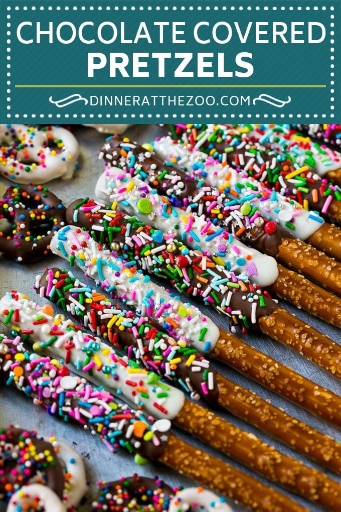 Chocolate Covered Pretzels Recipe | Sprinkle Pretzels | No Bake Dessert #pretzels #chocolate #sprinkles #candy #dinneratthezoo