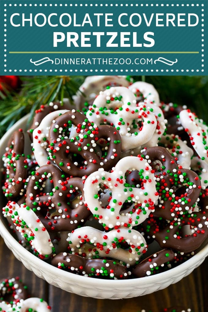 Chocolate Covered Pretzels Recipe | Sprinkle Pretzels | No Bake Dessert #pretzels #chocolate #christmas #sprinkles #candy #dinneratthezoo