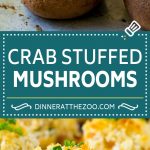 These crab stuffed mushrooms are mushroom caps filled with flaked crab and three types of cheese, then baked to golden brown perfection.