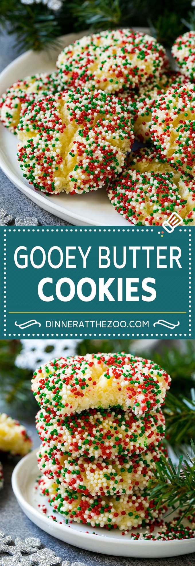 Gooey Butter Cookies Recipe | Cake Mix Cookies | Sprinkle Cookies | Christmas Cookies #cookies #butter #sprinkles #christmas #dessert #baking #dinneratthezoo