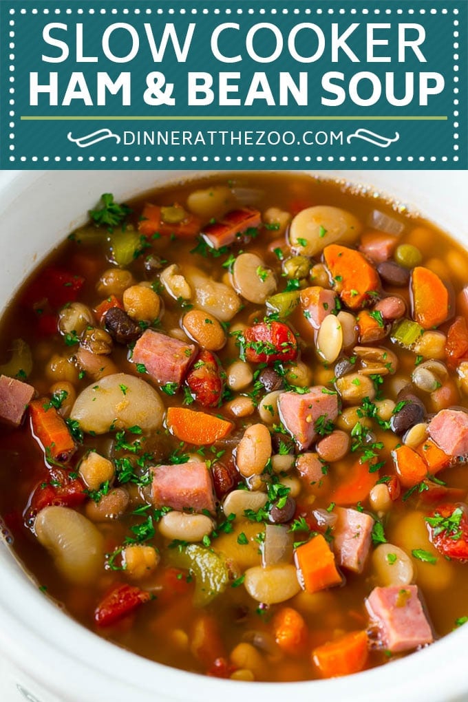 Ham and Bean Soup Recipe | Slow Cooker Ham and Bean Soup | Crockpot Ham and Bean Soup | Leftover Ham Recipe #ham #beans #soup #slowcooker #crockpot #dinner #dinneratthezoo