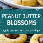 Peanut Butter Blossoms Recipe | Hershey Kiss Cookies | Chocolate Peanut Butter Cookies #cookies #peanutbutter #chocolate #dessert #baking #christmas #christmascookies #dinneratthezoo