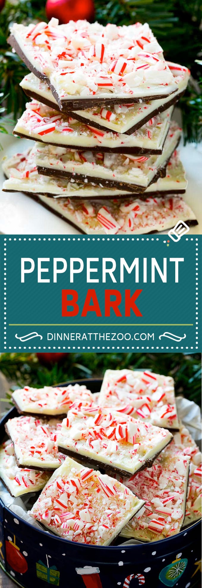 Peppermint Bark Recipe | Chocolate Bark | Christmas Bark #christmas #chocolate #candycane #peppermint #candy #dessert #dinneratthezoo