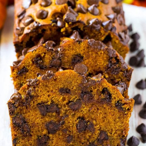 Pumpkin Chocolate Chip Bread - Dinner at the Zoo