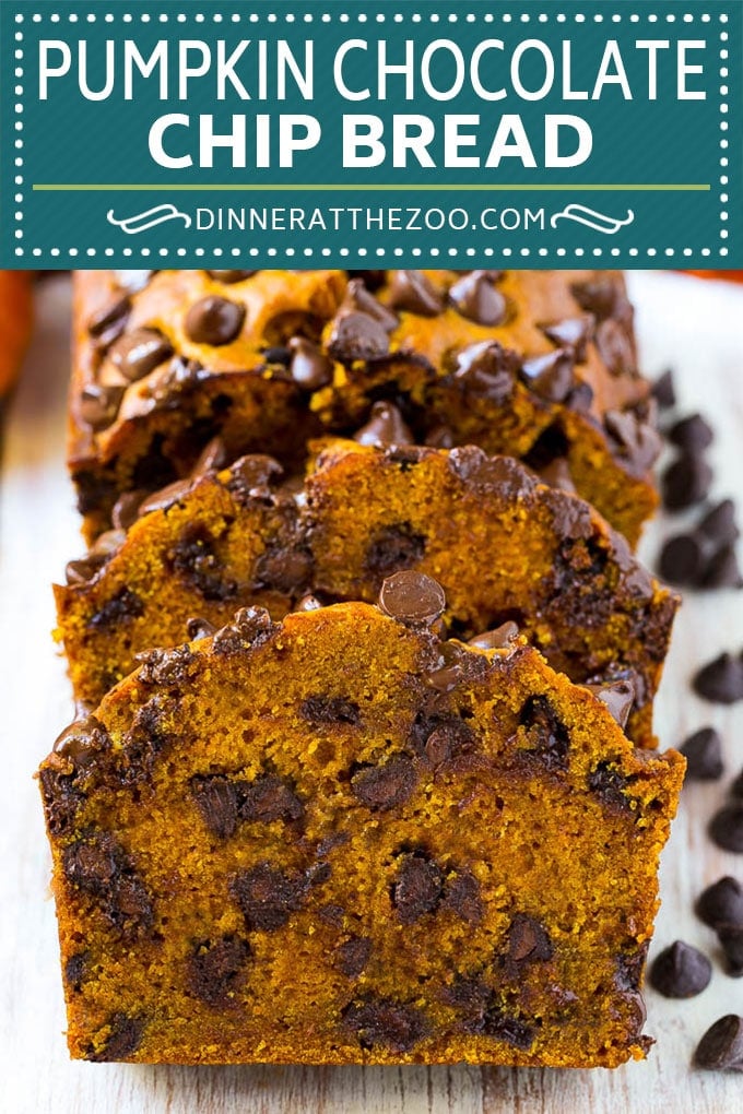 Pumpkin Chocolate Chip Bread Recipe | Pumpkin Bread | Chocolate Pumpkin Bread #pumpkin #bread #fall #chocolate #baking #dessert #dinneratthezoo