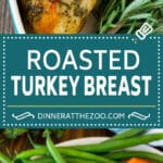 This roasted turkey breast is coated in a savory garlic and herb butter, then baked to golden brown perfection.