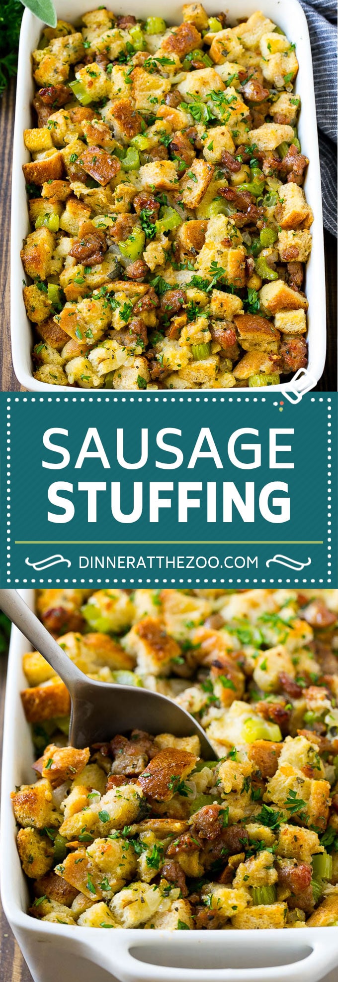 Sausage Stuffing Recipe | Thanksgiving Stuffing | Make Ahead Stuffing #stuffing #thanksgiving #sausage #sidedish #dinner #dinneratthezoo