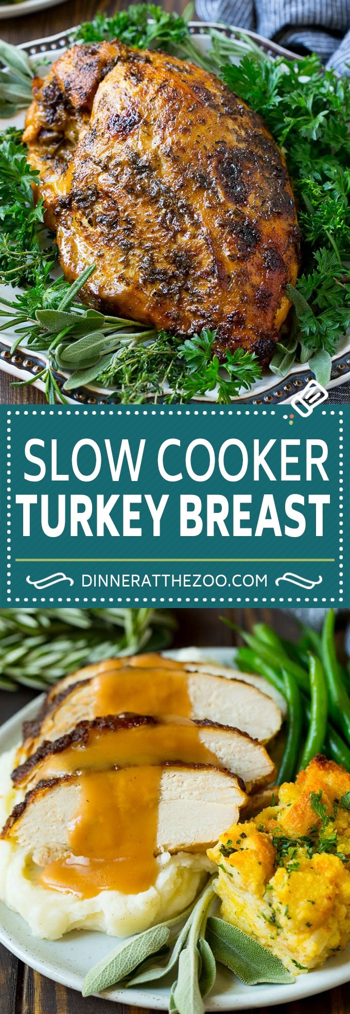 This slow cooker turkey breast is coated in a seasoned herb butter, then placed in the crock pot to cook to tender perfection. It's the perfect way to free up oven space for your big holiday meal.