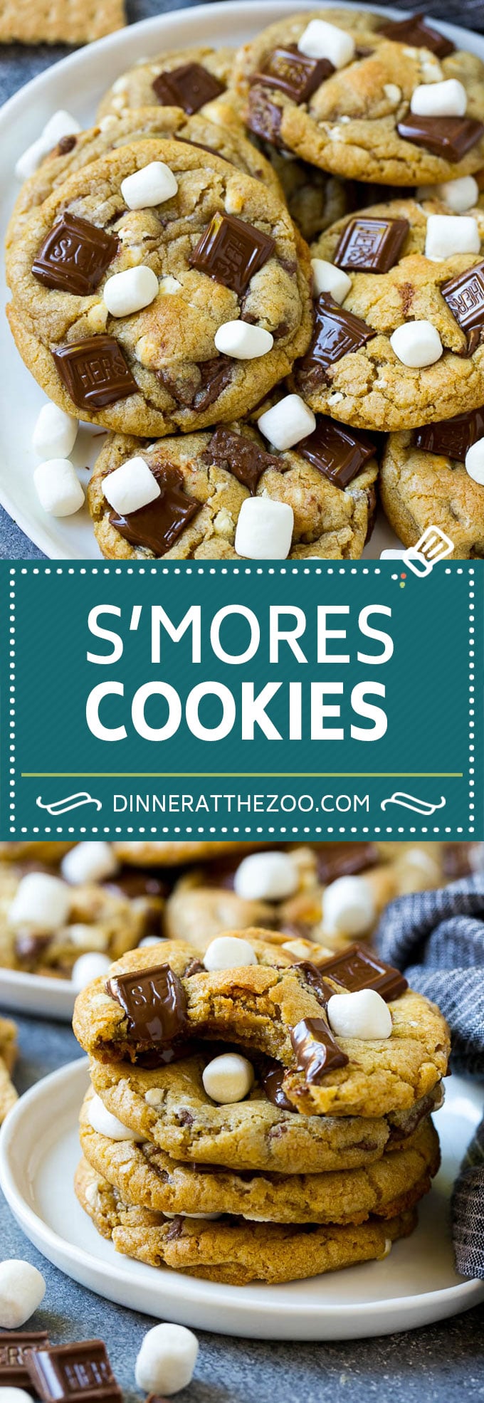 S'mores Cookies Recipe | Marshmallow Cookies #smores #marshmallow #chocolate #cookies #dessert #dinneratthezoo