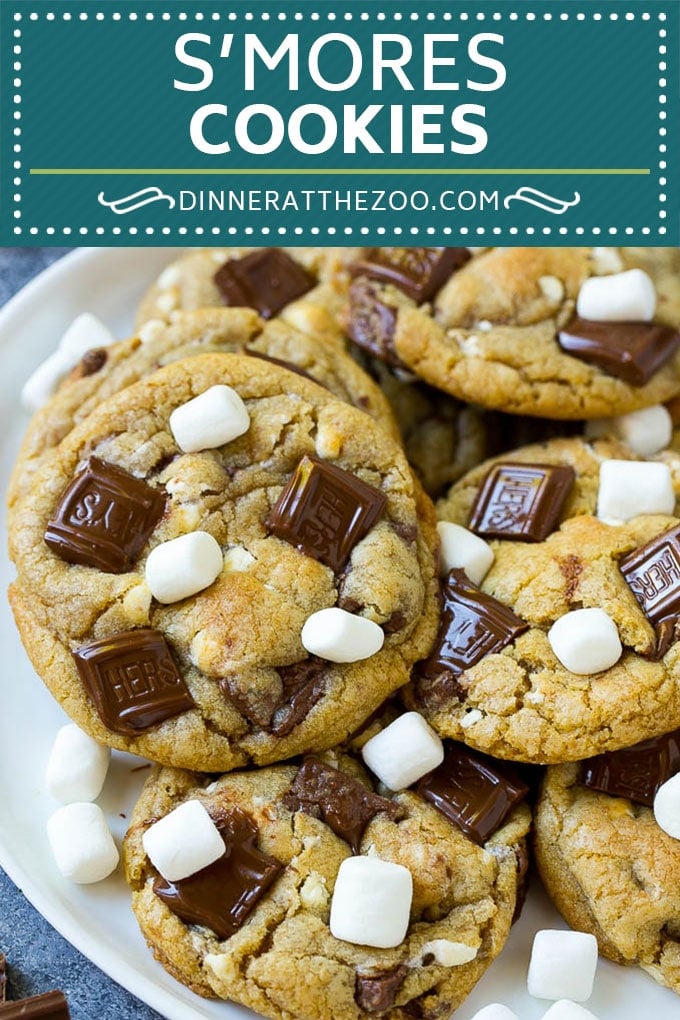 S'mores Cookies Recipe | Marshmallow Cookies #smores #marshmallow #chocolate #cookies #dessert #dinneratthezoo