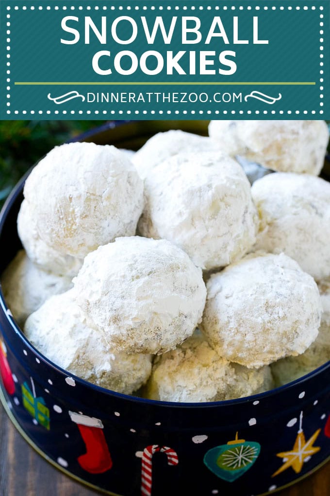 Snowball Cookies Recipe | Mexican Wedding Cookies | Russian Tea Cakes #cookies #pecan #chocolate #baking #dessert #christmas #dinneratthezoo