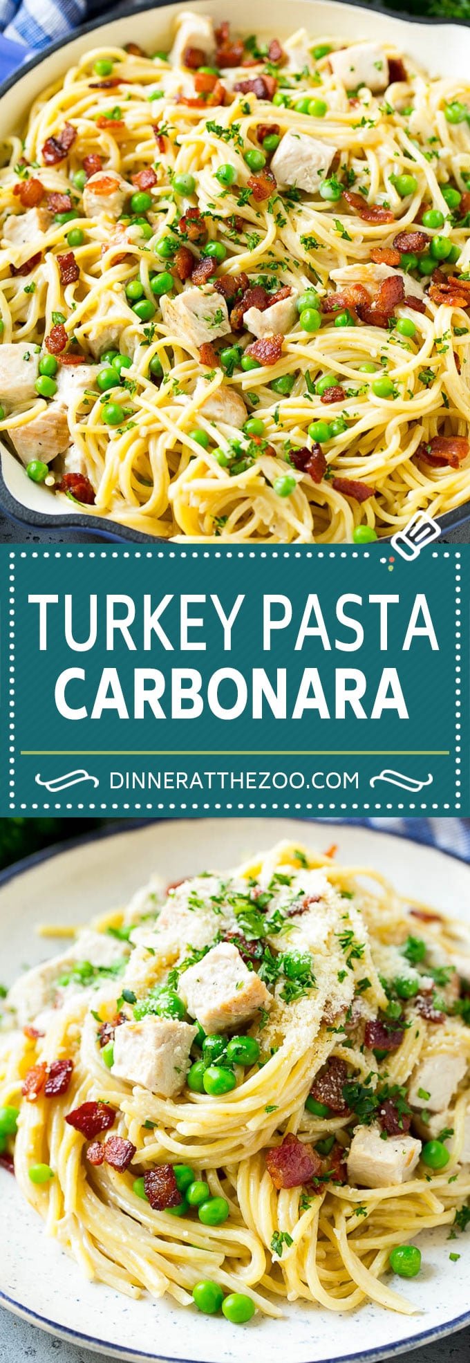 Turkey Pasta Carbonara | Turkey Pasta | Leftover Turkey Recipe #turkey #pasta #bacon #peas #dinner #dinneratthezoo