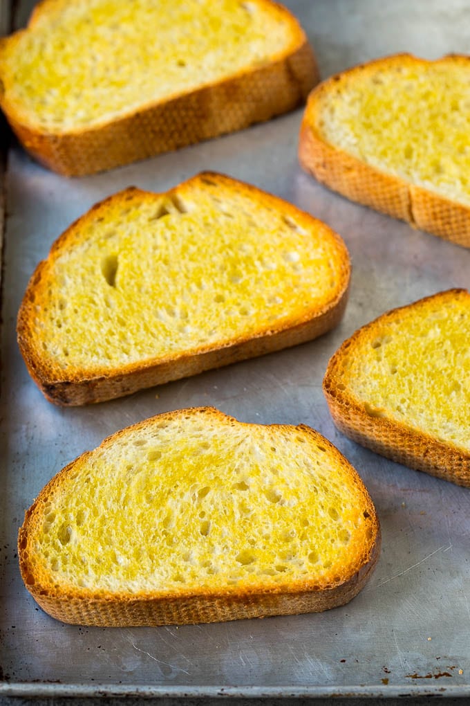 Toast brushed with olive oil.