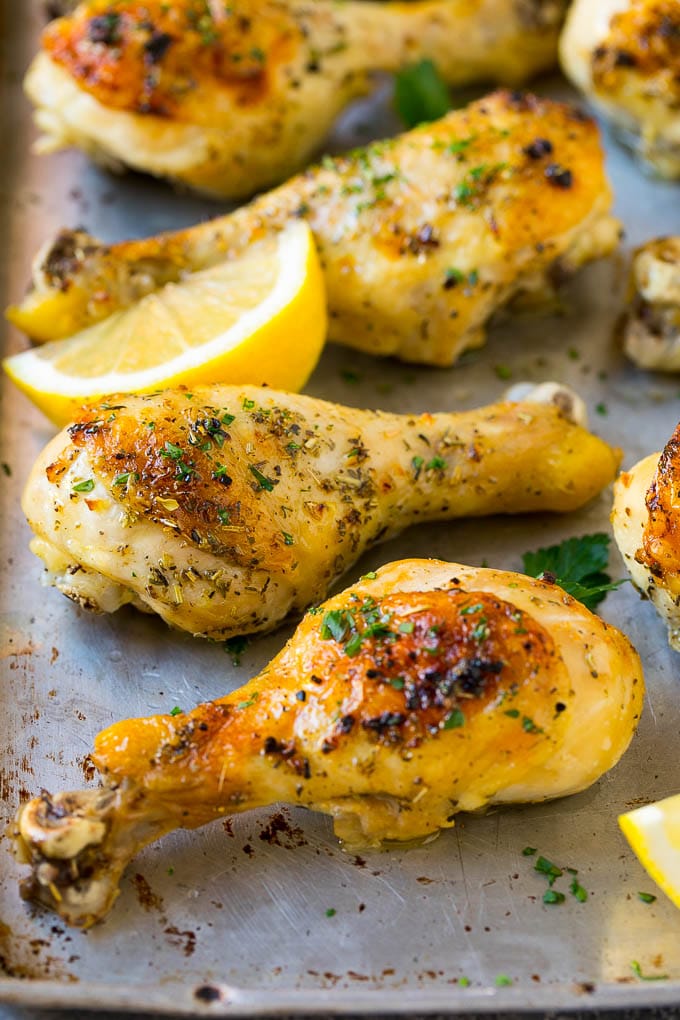 Baked Chicken Drumsticks with Garlic and Herbs - Dinner at the Zoo