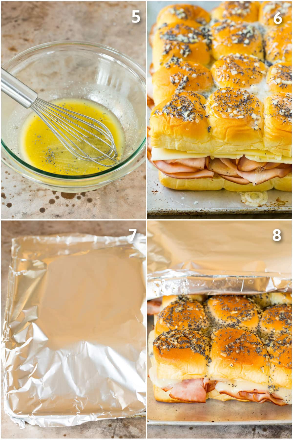 Step by step shots showing how to make seasoned butter and bake sandwiches.
