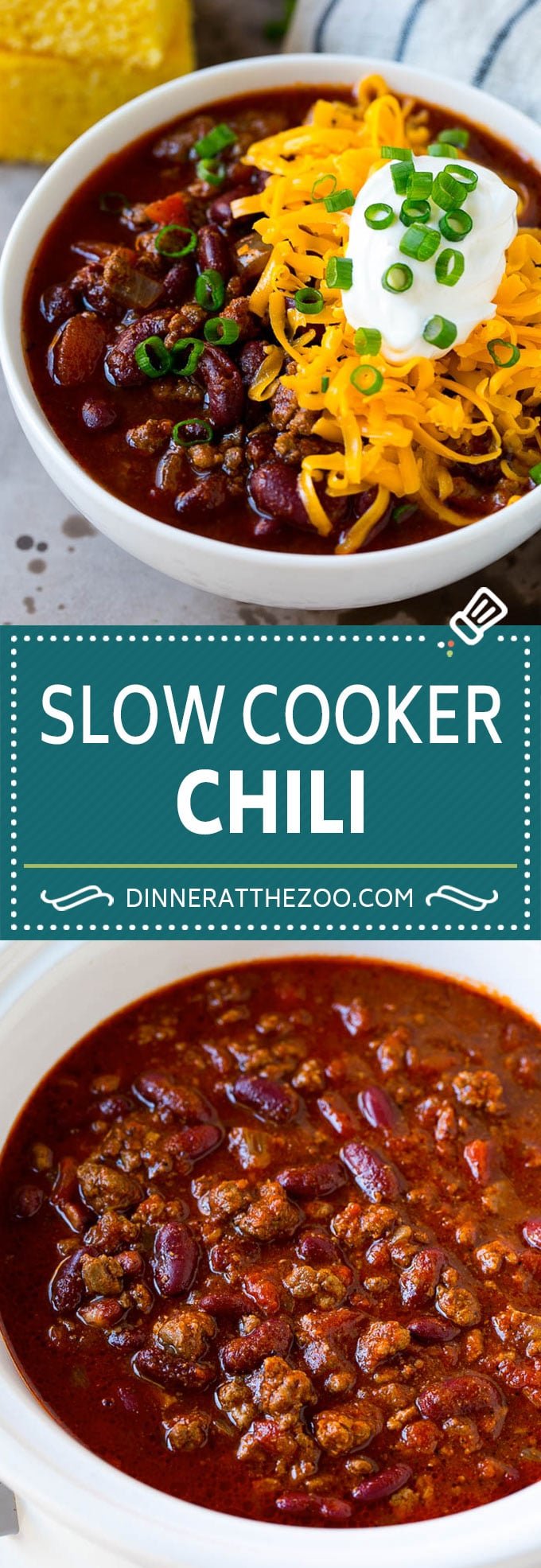 Slow Cooker Chili Recipe | Crock Pot Chili | Beef Chili | Beef and Bean Chili #chili #soup #beef #slowcooker #crockpot #dinner #dinneratthezoo