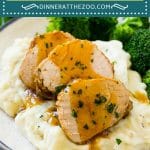 This slow cooker pork tenderloin is simmered in a garlic and herb gravy and produces perfect results every time.