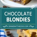 Blondies Recipe | Chocolate Chunk Blondies | Bar Cookies #blondies #cookies #chocolate #dessert #sweets #dinneratthezoo