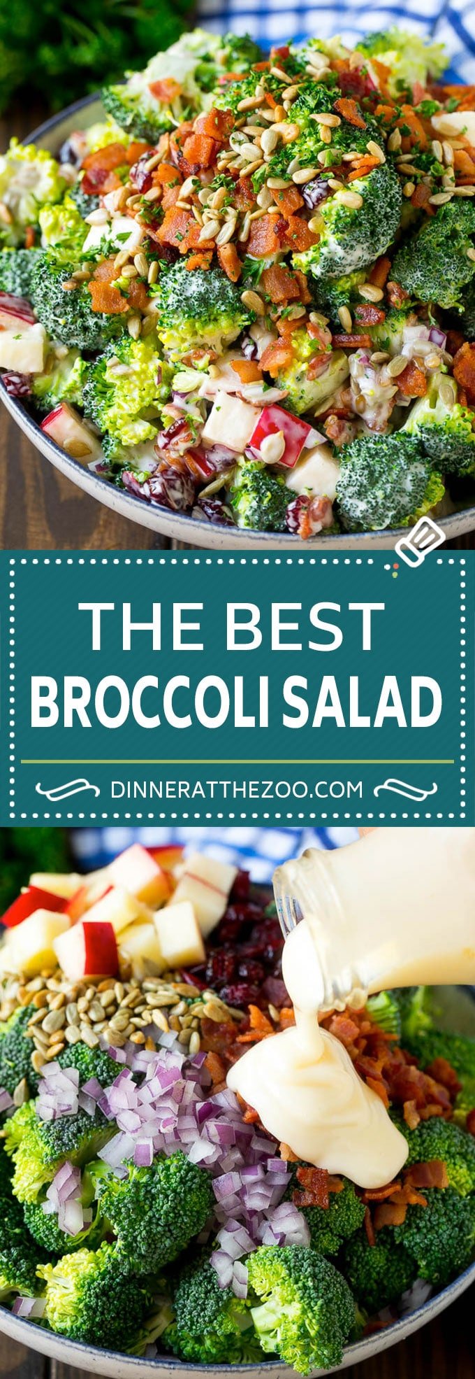 Broccoli Salad Recipe | Creamy Broccoli Salad | Bacon Broccoli Salad #salad #broccoli #bacon #apple #dinneratthezoo #sidedish