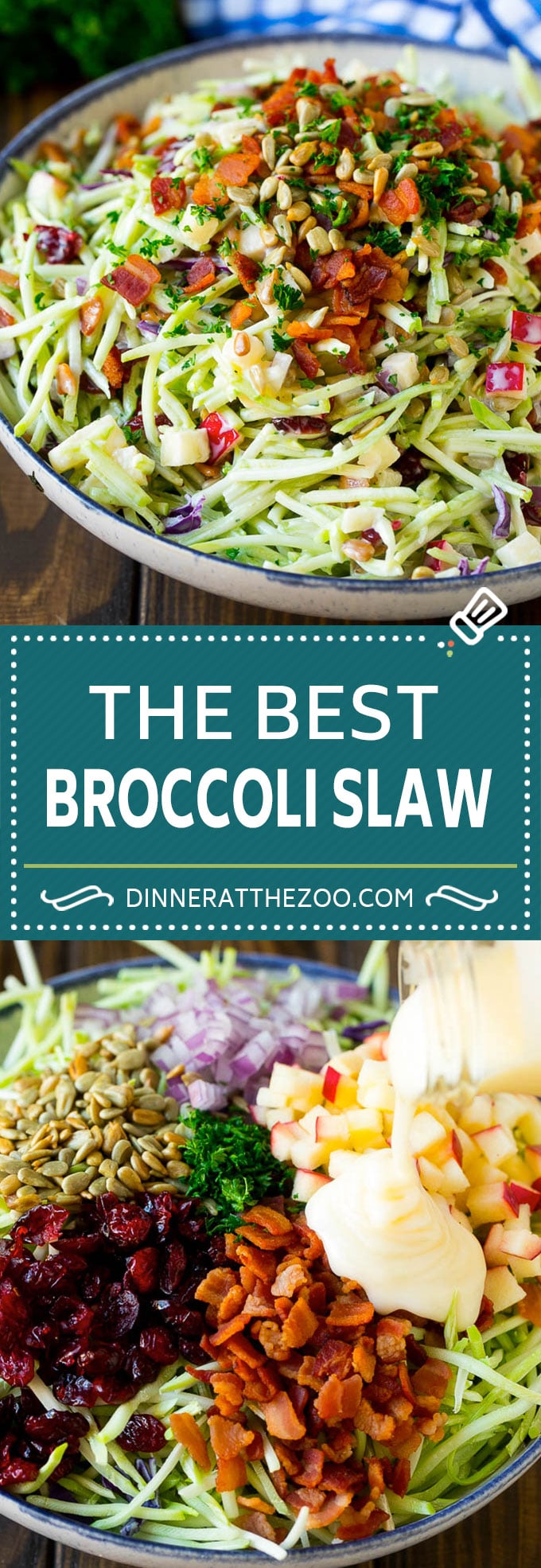 Bacon Broccoli Slaw Recipe | Coleslaw Recipe | Broccoli Slaw #broccoli #slaw #salad #apple #bacon #sidedish #lunch #dinneratthezoo
