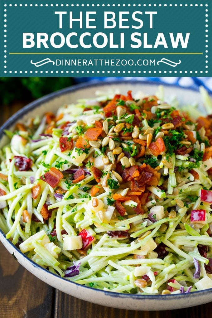 Bacon Broccoli Slaw Recipe | Coleslaw Recipe | Broccoli Slaw #broccoli #slaw #salad #apple #bacon #sidedish #lunch #dinneratthezoo