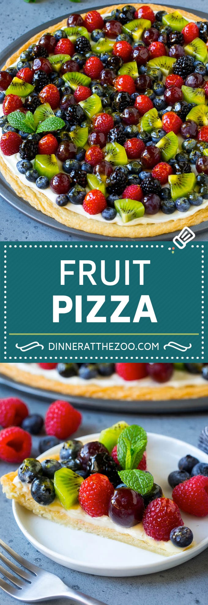 Fruit Pizza Recipe | Dessert Pizza | Fruit Dessert #cookie #fruit #pizza #dessert #sweets #dinneratthezoo