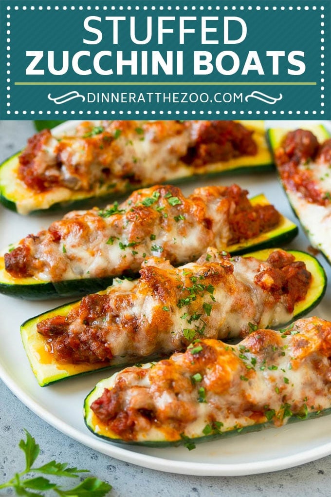 Stuffed Zucchini Boats Recipe | Baked Zucchini | Low Carb Zucchini #dinner #lowcarb #keto #zucchini #sausage #dinneratthezoo